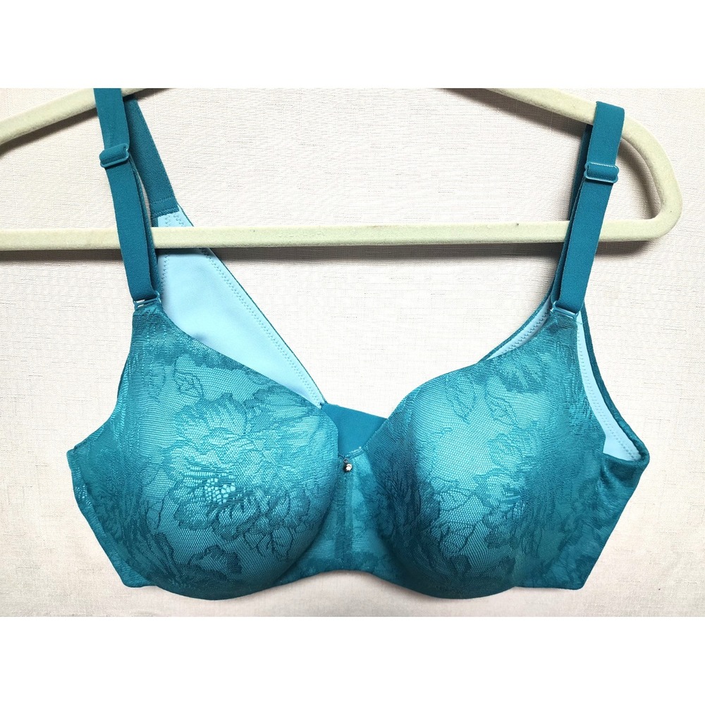 Cacique Back Smoothing Balconette Underwire Bra - Teal Green -‎ Size 36DD